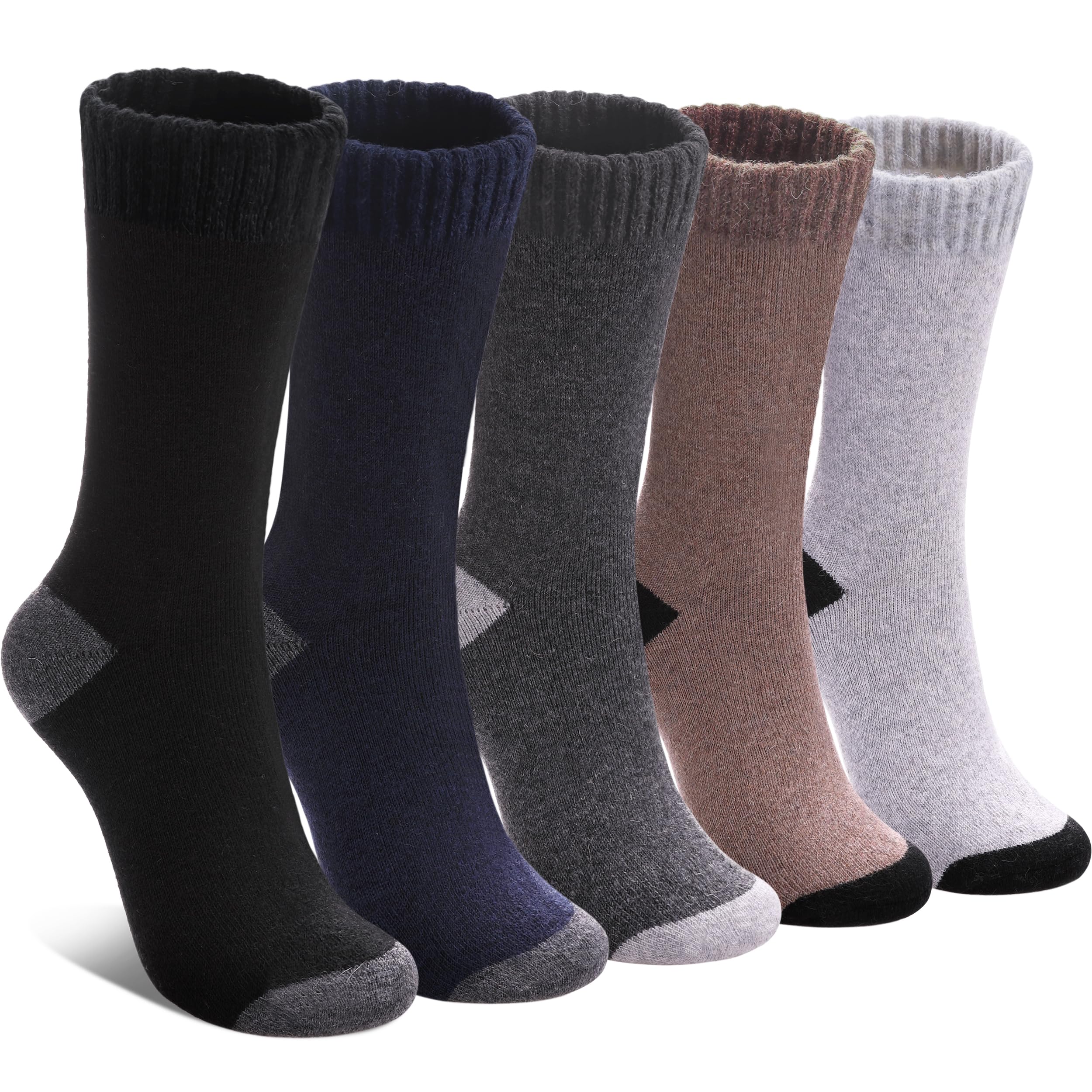 LINEMIN Wool Socks for Women Winter Warm Hiking Thick Warm Cozy Boot Crew Gift Socks 5 Pairs